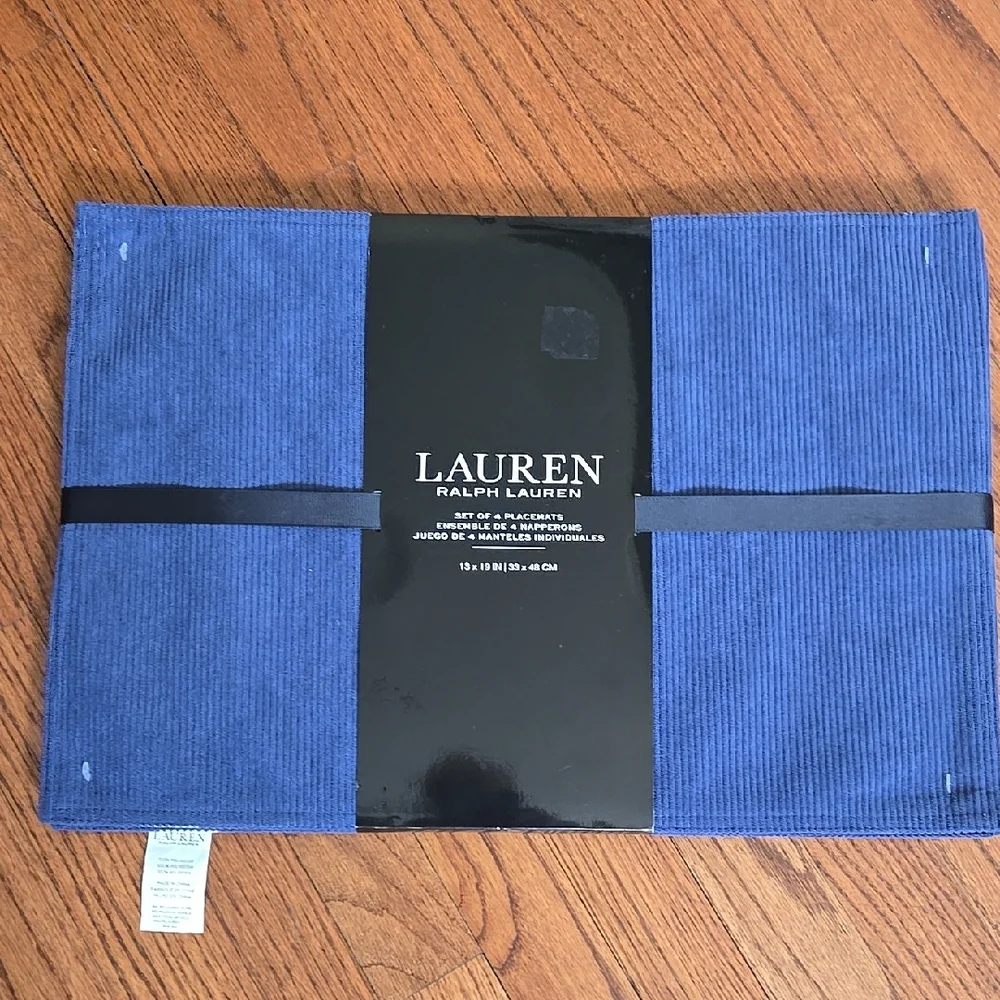Ralph Lauren Blue Corduroy Set of 4 Placemats - NEW